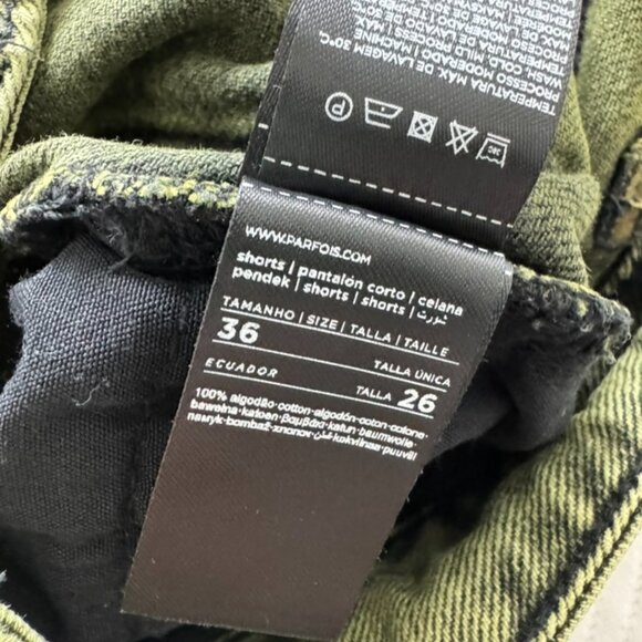 💚 PARFOIS Olive Green Denim Shorts – Size 36 (US 4) - Picture 7 of 7